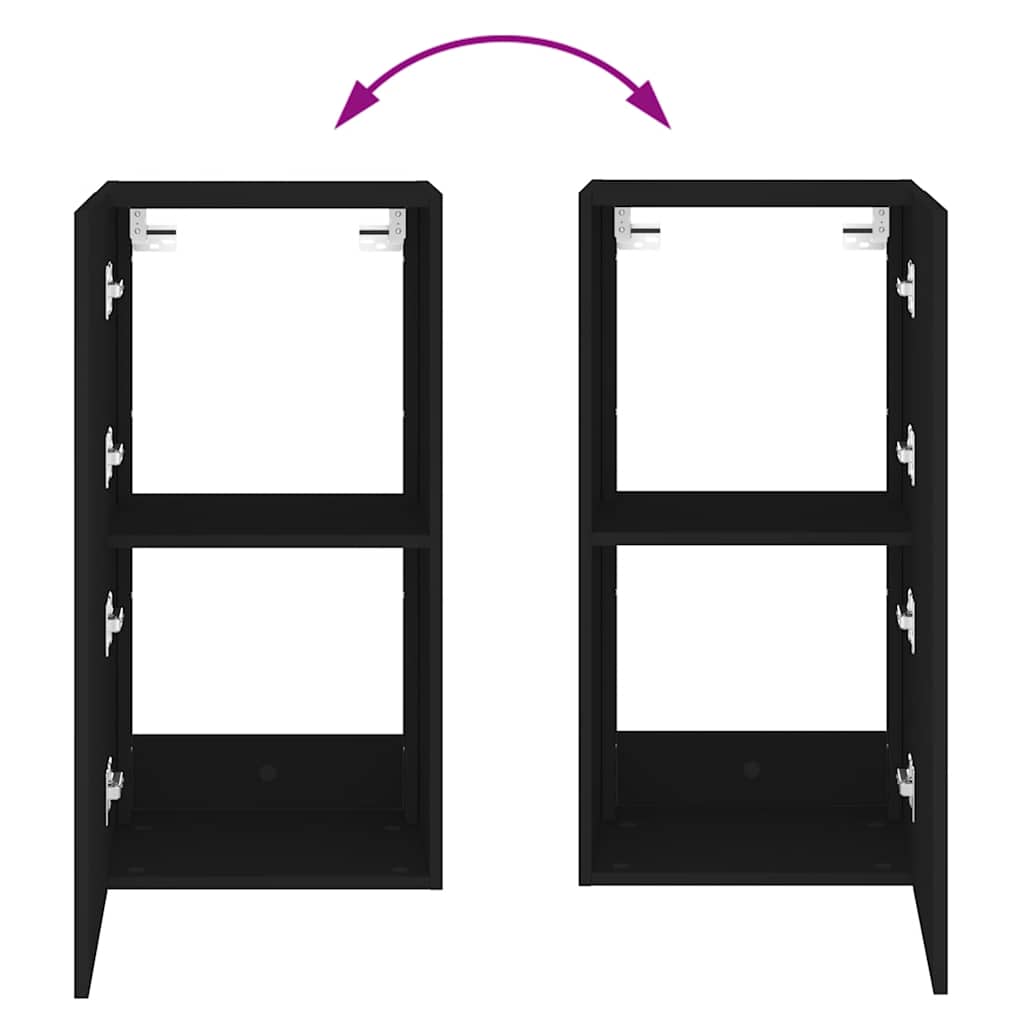 vidaXL Έπιπλο Τοίχου Τηλεόρασης με LED Μαύρο 40,5x35x80 εκ.