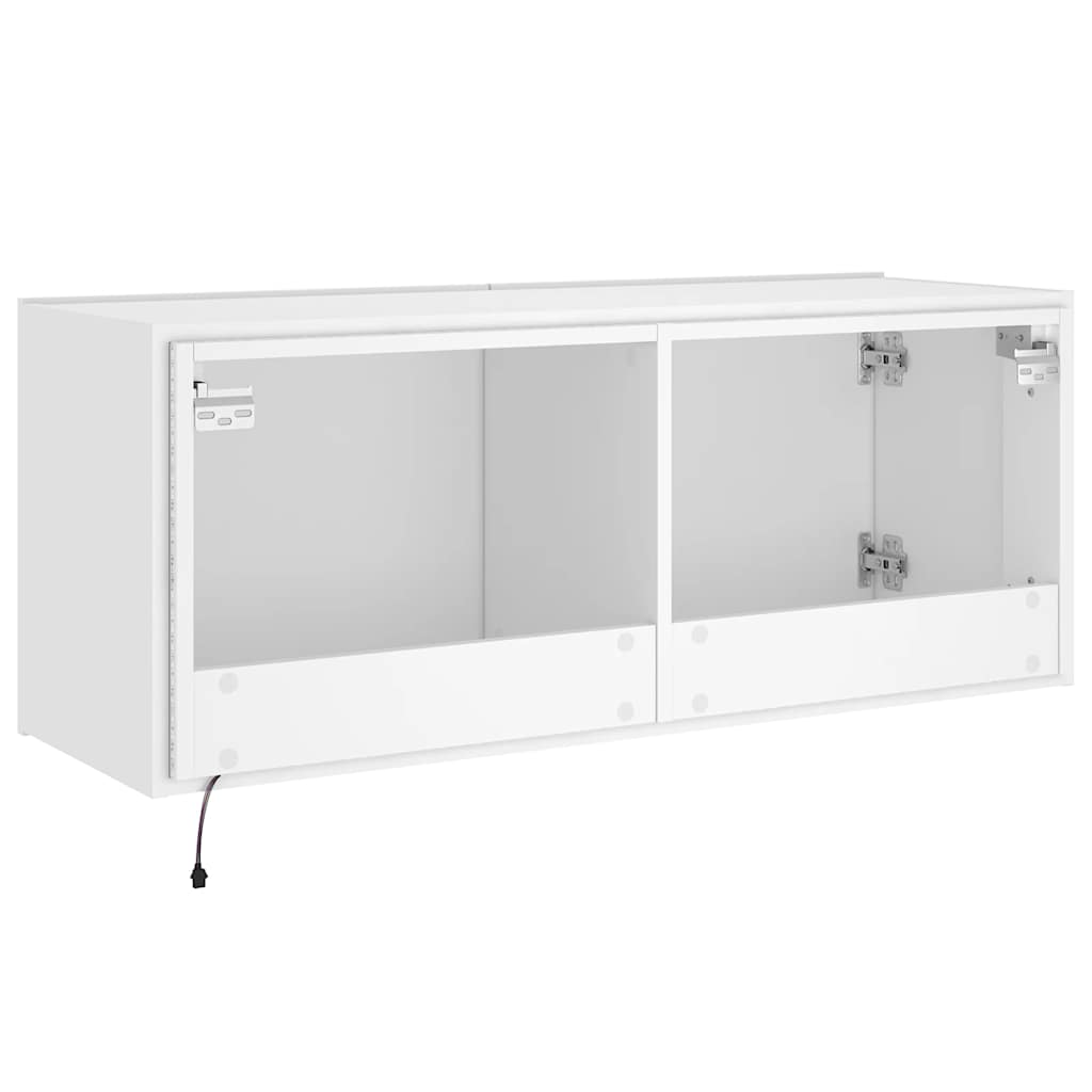 vidaXL Έπιπλο Τοίχου Τηλεόρασης με LED Λευκό 100x35x41 εκ.