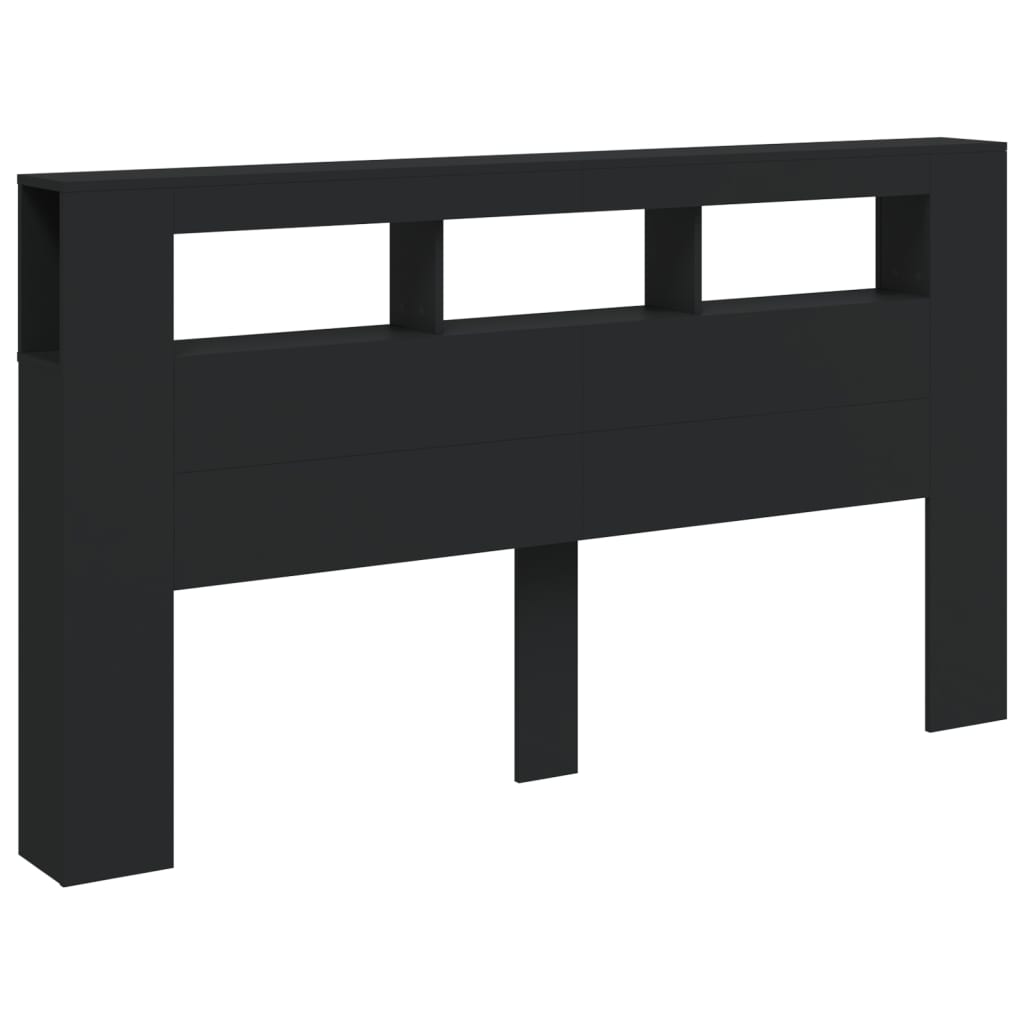 vidaXL Κεφαλάρι Κρεβατιού με LED Μαύρο 180x18,5x103,5 εκ Επεξεργ. Ξύλο