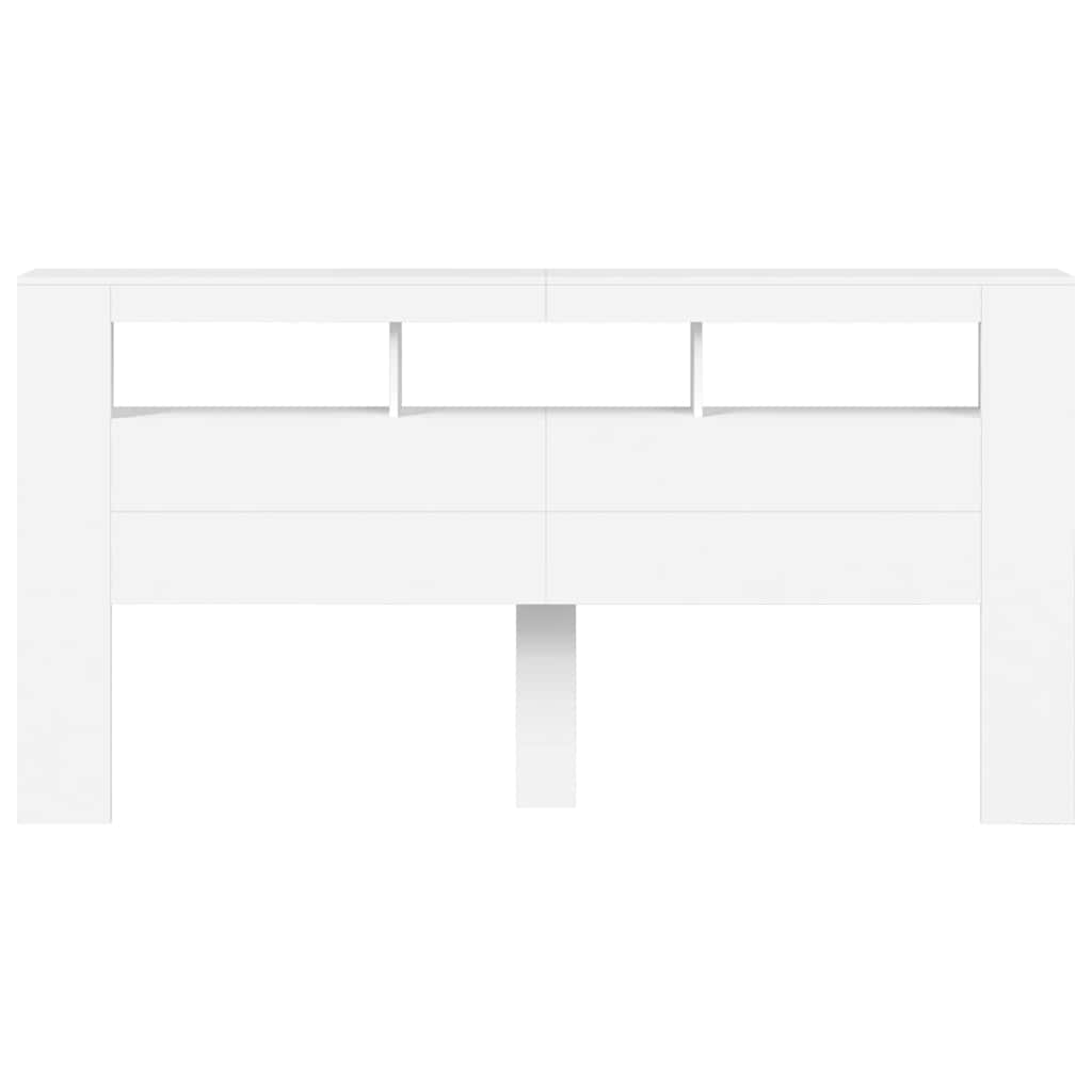 vidaXL Κεφαλάρι Κρεβατιού με LED Λευκό 200x18,5x103,5 εκ Επεξεργ. Ξύλο
