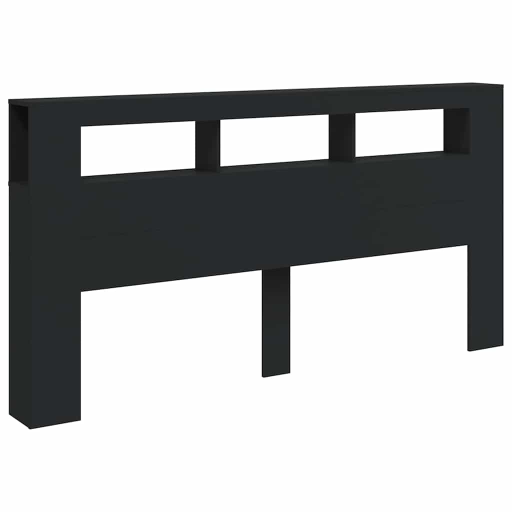 vidaXL Κεφαλάρι Κρεβατιού με LED Μαύρο 200x18,5x103,5 εκ Επεξεργ. Ξύλο