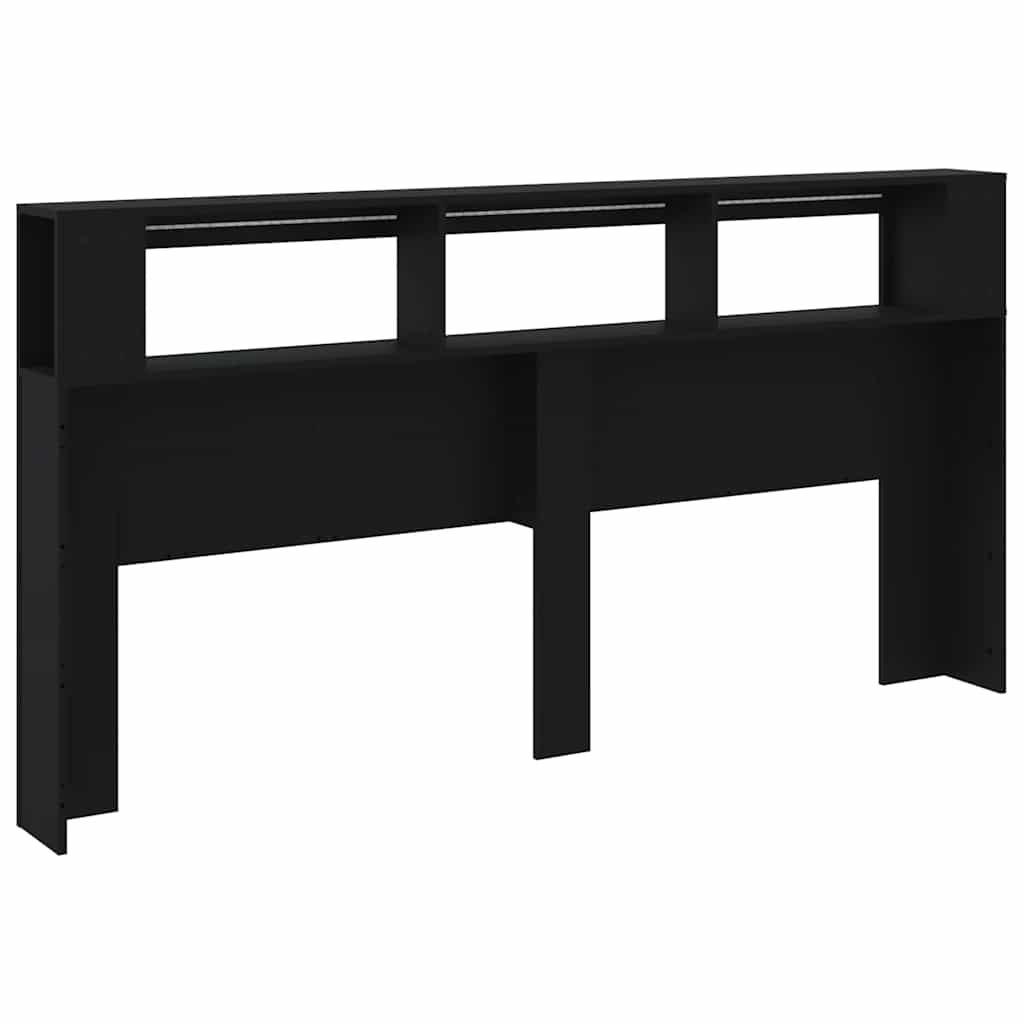 vidaXL Κεφαλάρι Κρεβατιού με LED Μαύρο 200x18,5x103,5 εκ Επεξεργ. Ξύλο