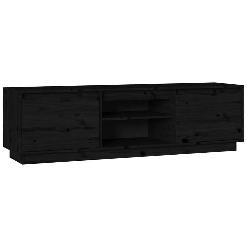vidaXL Έπιπλο Τηλεόρασης Μαύρο 140 x 35 x 40 εκ. από Μασίφ Ξύλο Πεύκου