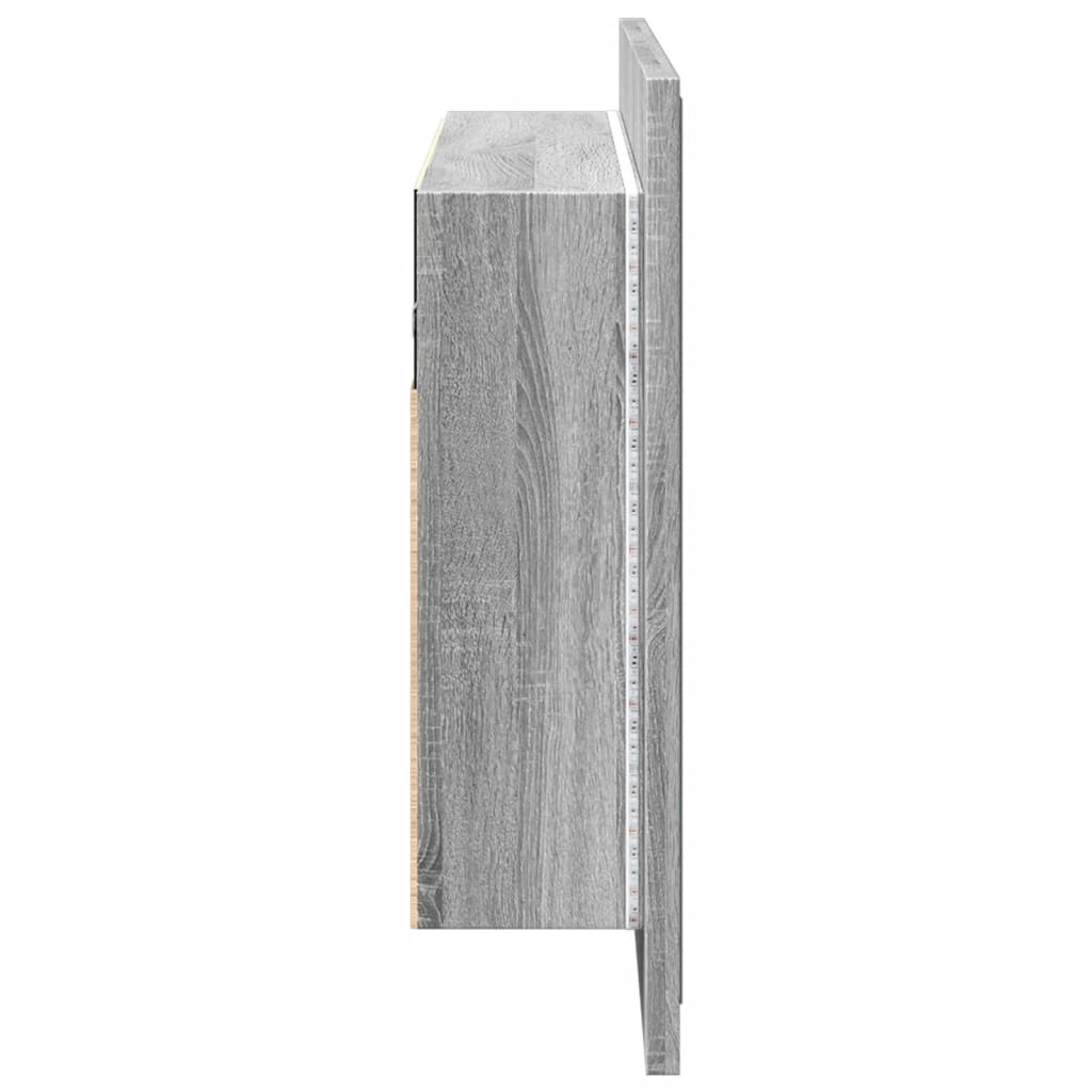 vidaXL Ντουλάπι Μπάνιου Καθρέφτη LED Γκρι Sonoma 90x12x45εκ. Ακρυλικό