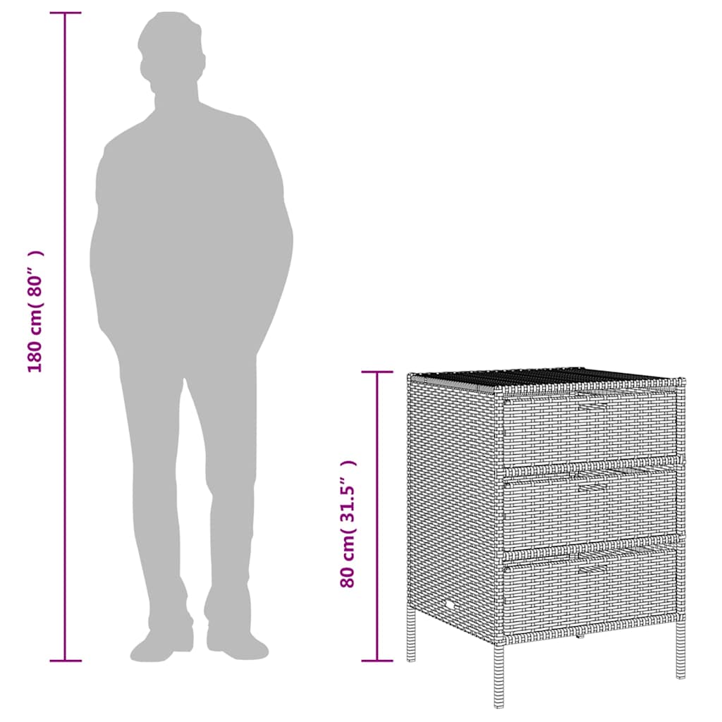 vidaXL Ντουλάπι Αποθήκευσης Κήπου Καφέ 55x59x80 εκ. Συνθετικό Ρατάν