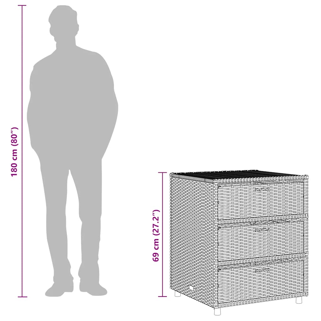 vidaXL Ντουλάπι Αποθήκευσης Κήπου Καφέ 55x59x69 εκ. Συνθετικό Ρατάν
