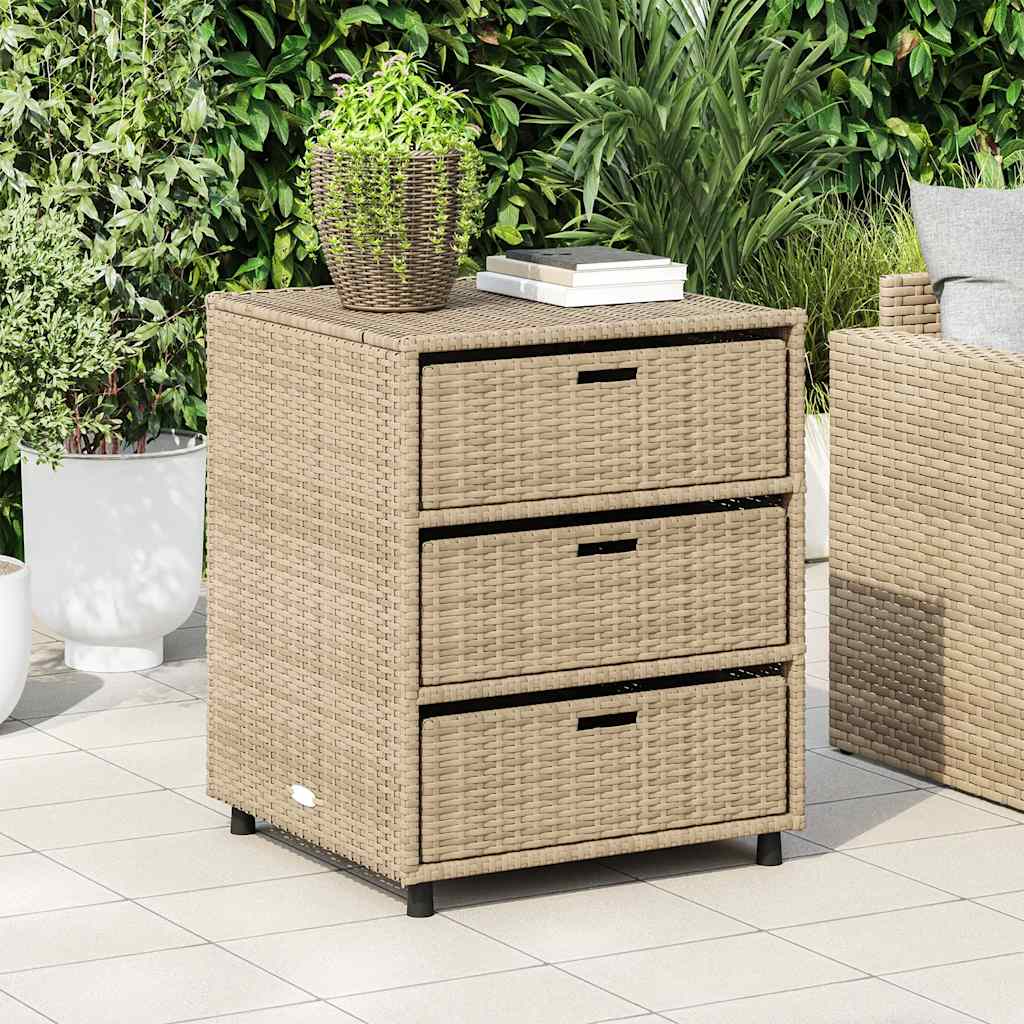 vidaXL Ντουλάπι Αποθήκευσης Κήπου Beige 55x59x69 εκ. Συνθετικό Ρατάν