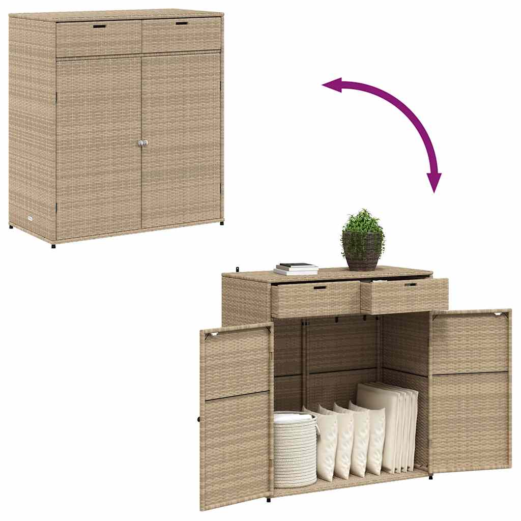vidaXL Ντουλάπι Αποθήκευσης Κήπου Beige 105x55x113 εκ. Συνθετικό Ρατάν
