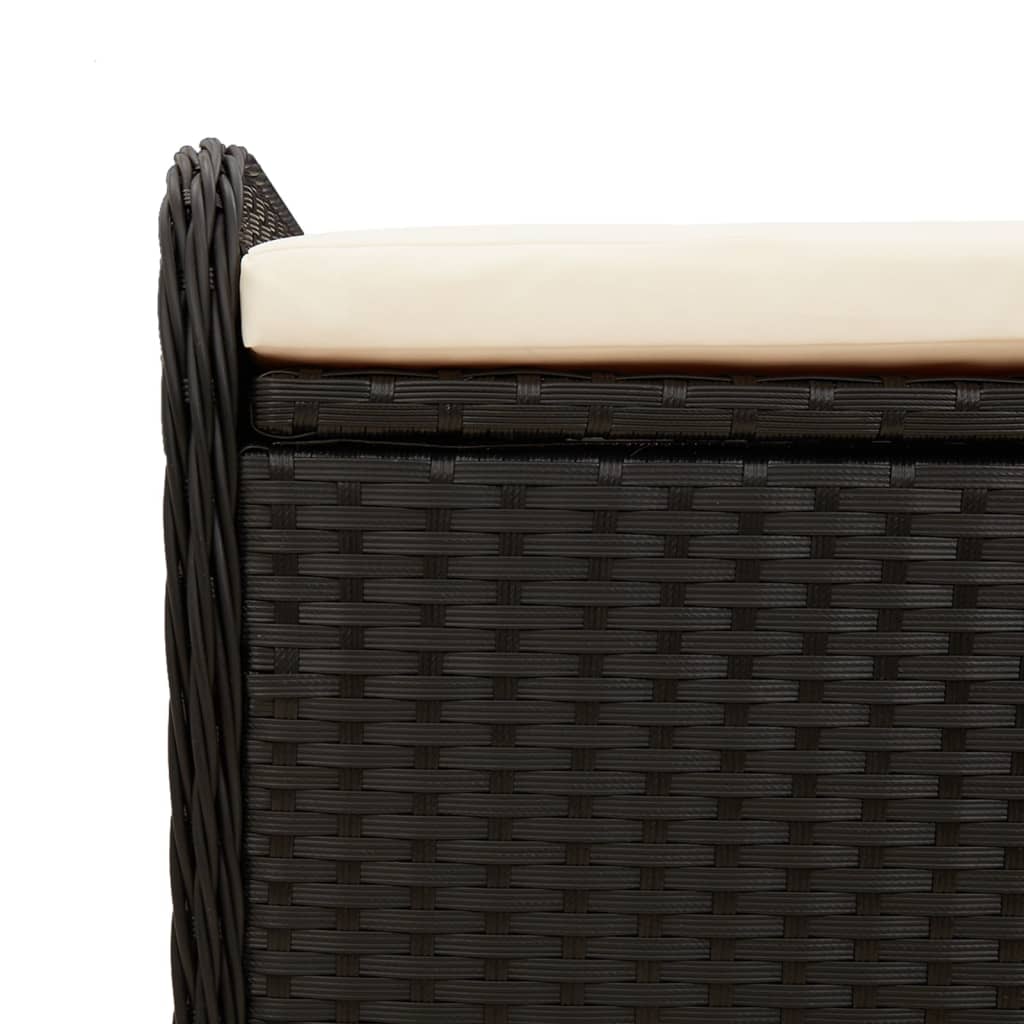 vidaXL Παγκάκι Αποθήκευσης Μαύρο 80x51x52 εκ. Συνθετικό Ρατάν Μαξιλάρι