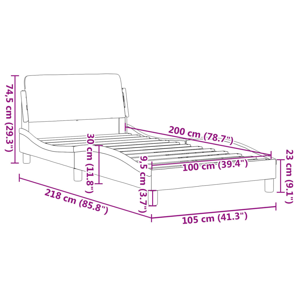 vidaXL Πλαίσιο Κρεβατιού Dover Μαύρο 100x200 εκ. Συνθετικό Δέρμα