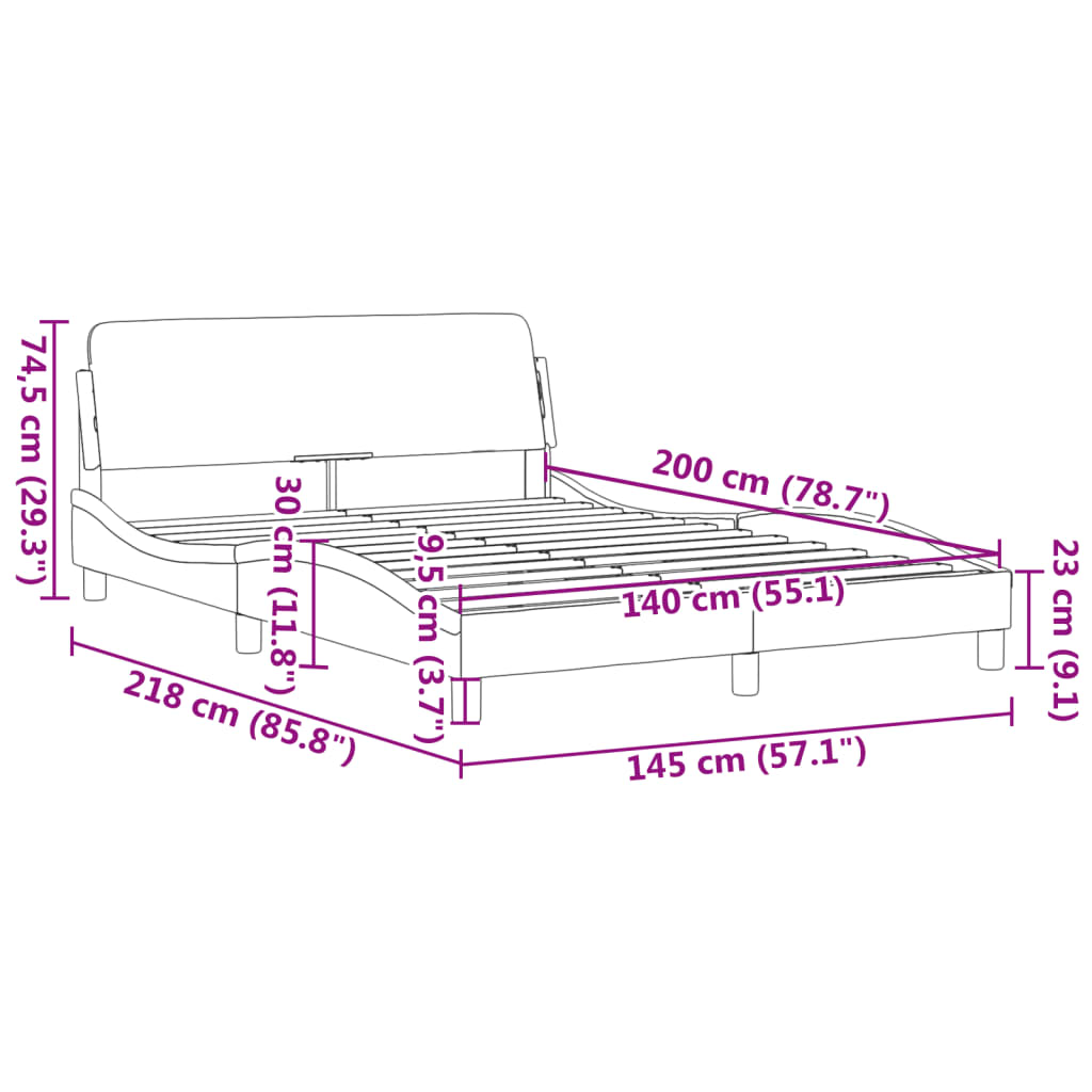 vidaXL Πλαίσιο Κρεβατιού Dover Γκρι 140x200 εκ. Συνθετικό Δέρμα