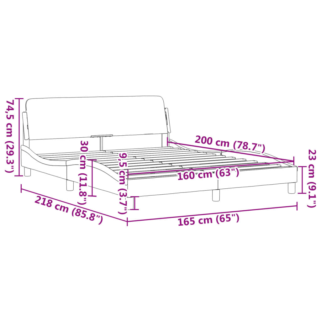 vidaXL Πλαίσιο Κρεβατιού Dover Γκρι 160x200 εκ. Συνθετικό Δέρμα