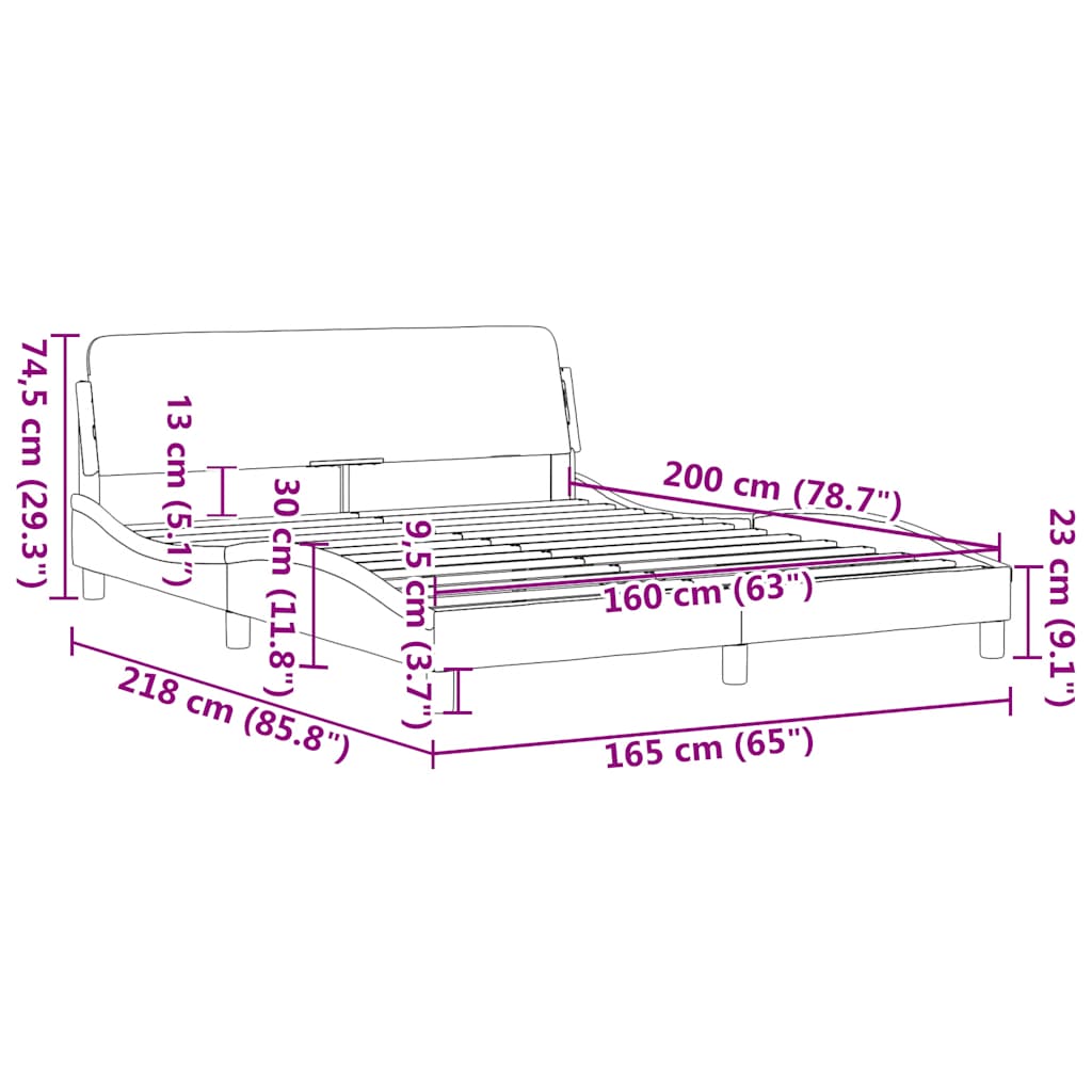 vidaXL Πλαίσιο Κρεβατιού Dover Λευκό/Μαύρο 160x200εκ Συνθ. Δέρμα