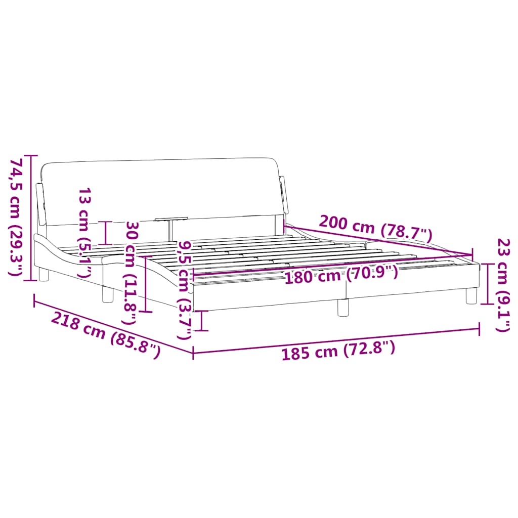 vidaXL Πλαίσιο Κρεβατιού Dover Λευκό/Μαύρο 180x200εκ.Συνθ. Δέρμα