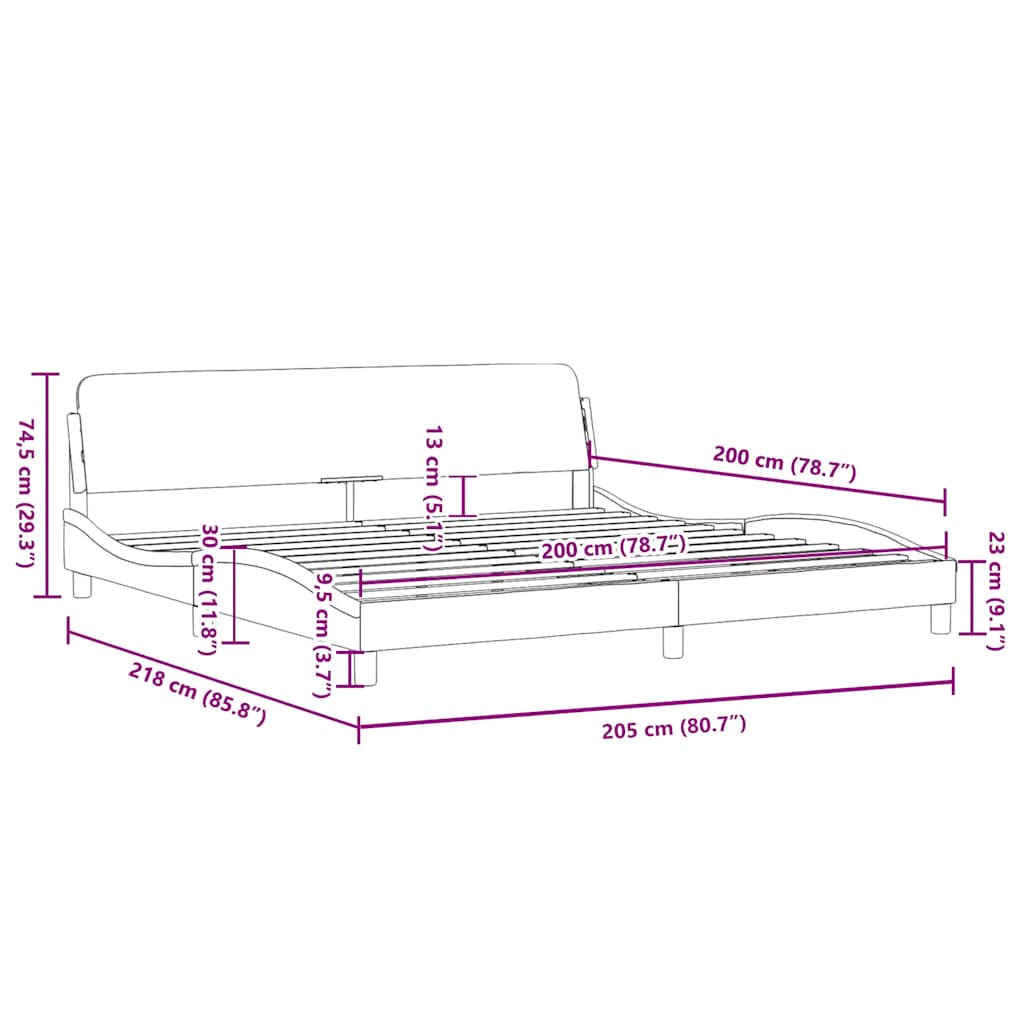 vidaXL Πλαίσιο Κρεβατιού Dover Γκρι 200x200 εκ. Συνθετικό Δέρμα