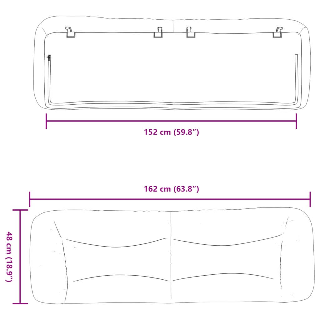 vidaXL Μαξιλάρι για Κεφαλάρι Hvar Μαύρο 152 εκ. από Συνθετικό Δέρμα