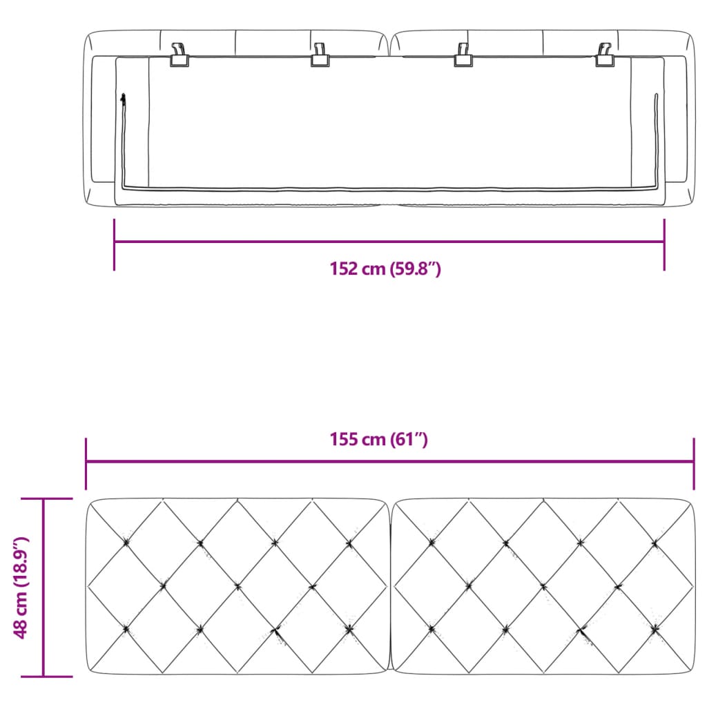 vidaXL Μαξιλάρι για Κεφαλάρι Σκούρο Γκρι 152 εκ. Βελούδο