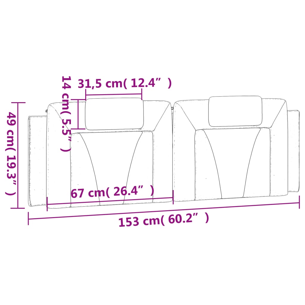 vidaXL Μαξιλάρι για Κεφαλάρι Viana Μαύρο 152 εκ. από Συνθετικό Δέρμα