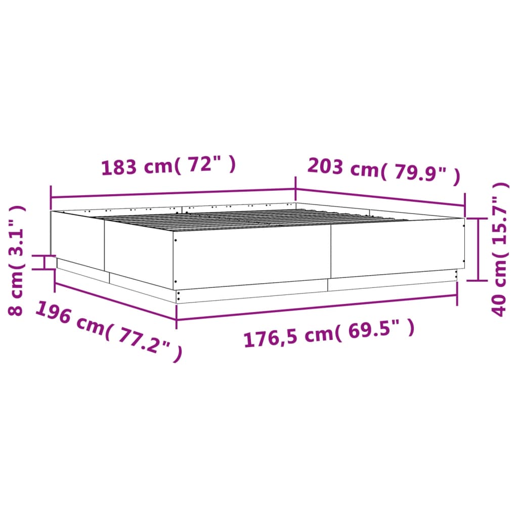 vidaXL Πλαίσιο Κρεβατιού Γκρι Sonoma 180x200 εκ. Επεξεργασμένο Ξύλο