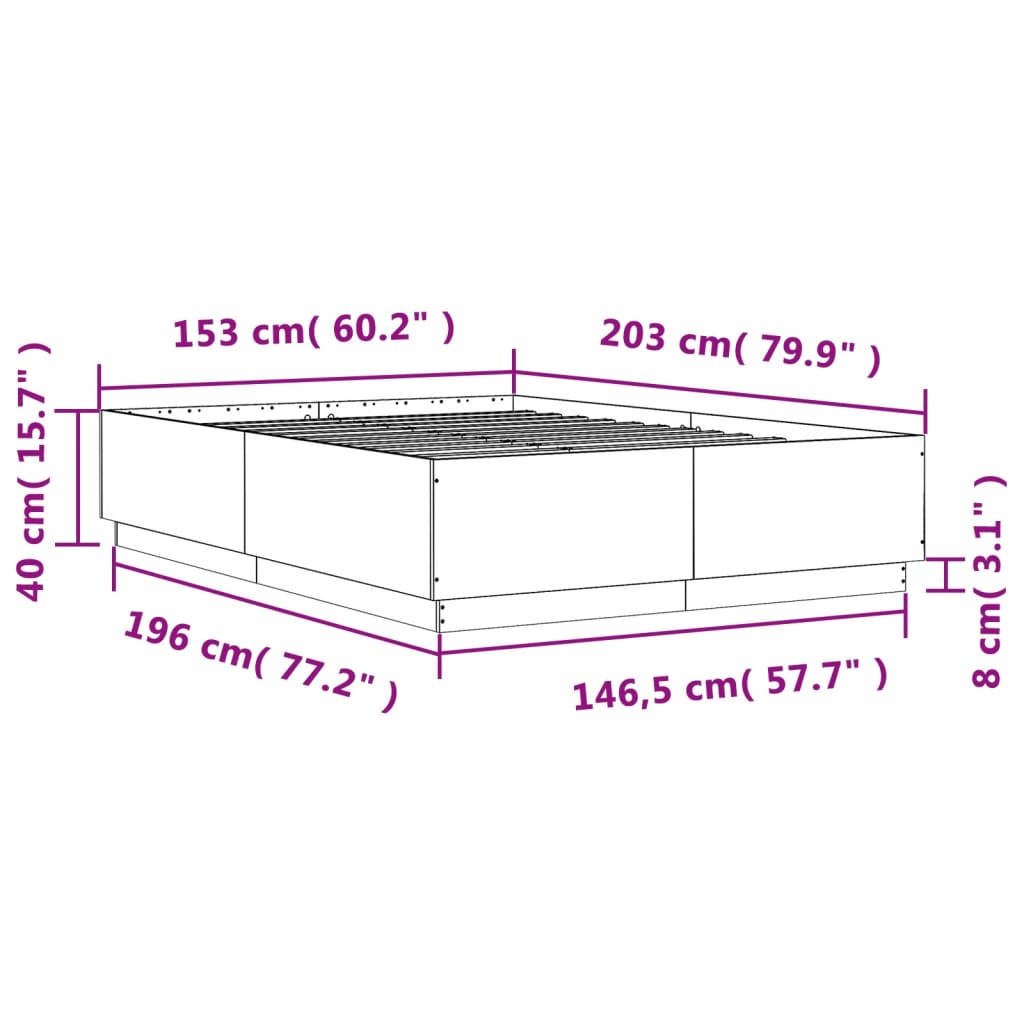 vidaXL Πλαίσιο Κρεβατιού Sonoma Δρυς 150x200 εκ. Επεξεργασμένο Ξύλο