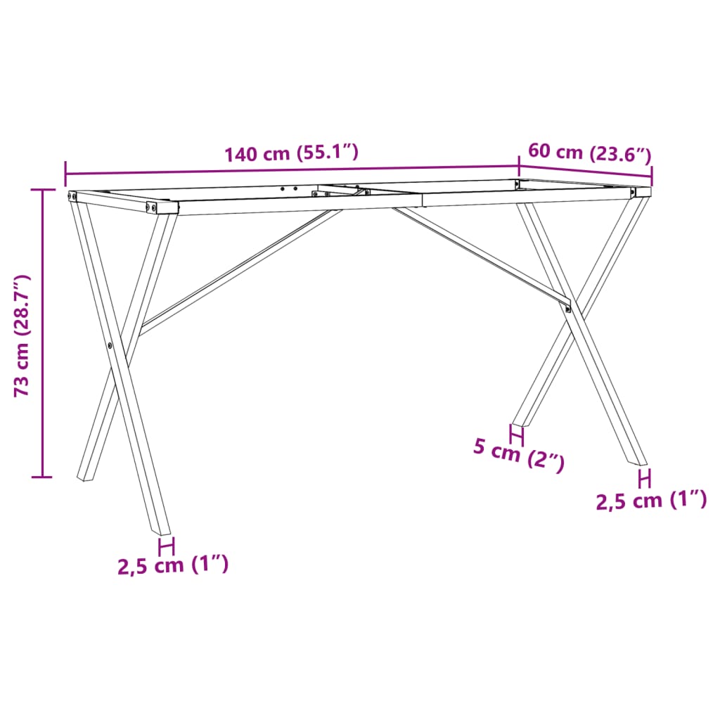 vidaXL Πόδια Τραπεζαρίας σε Σχήμα «X» 140x60x73 εκ. Ατσάλι