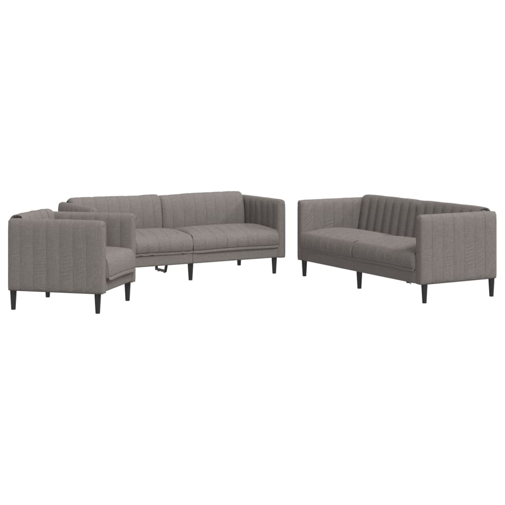 3 Piece Taupe Fabric Living Room Set