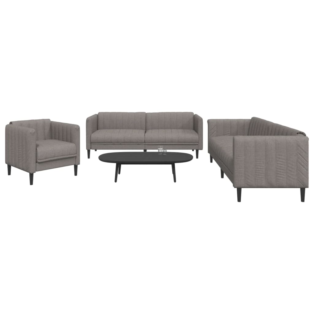 3 Piece Taupe Fabric Living Room Set