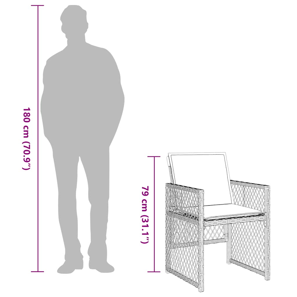 vidaXL Σετ Τραπεζαρίας Κήπου 9 τεμ. Αν. Γκρι Συνθ. Ρατάν με Μαξιλάρια