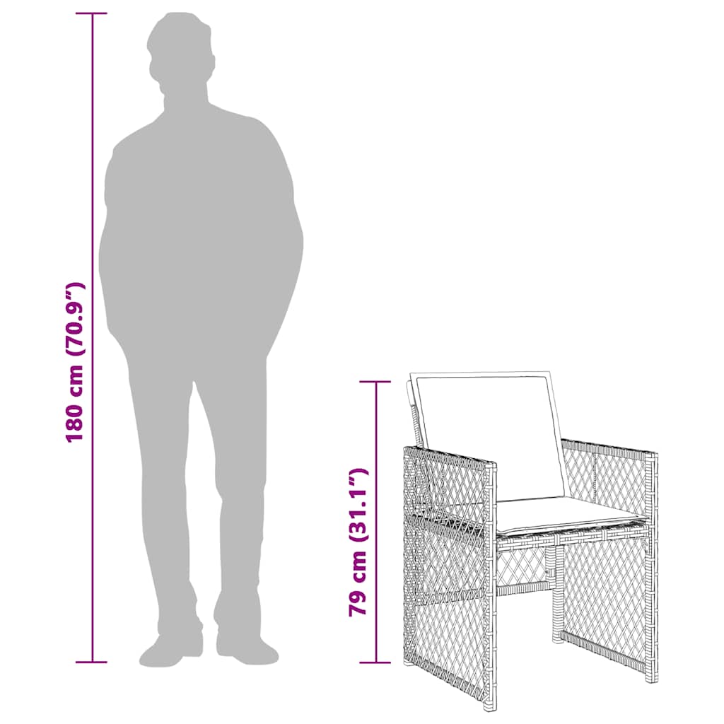 vidaXL Σετ Τραπεζαρίας Κήπου 9 τεμ. Μπεζ Συνθετικό Ρατάν με Μαξιλάρια