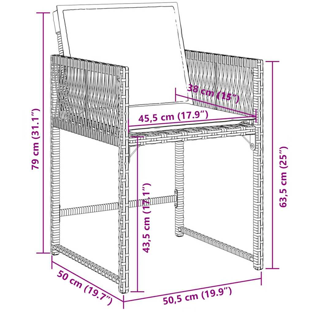 vidaXL Σετ Τραπεζαρίας Κήπου 11 τεμ Μαύρο από Συνθ. Ρατάν με Μαξιλάρια