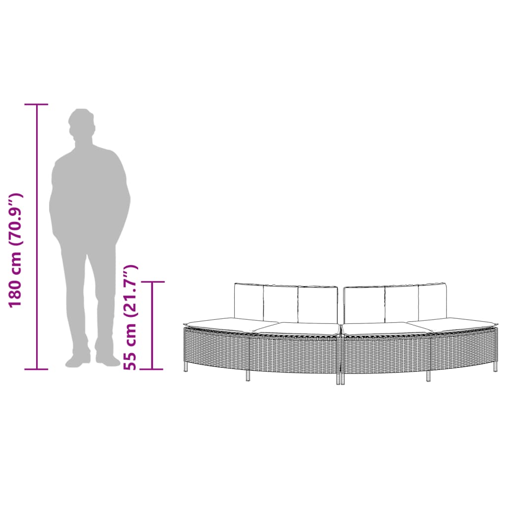 vidaXL Πάγκοι Σπα 2 τεμ. Μαύρο από Συνθετικό Ρατάν με Μαξιλάρια