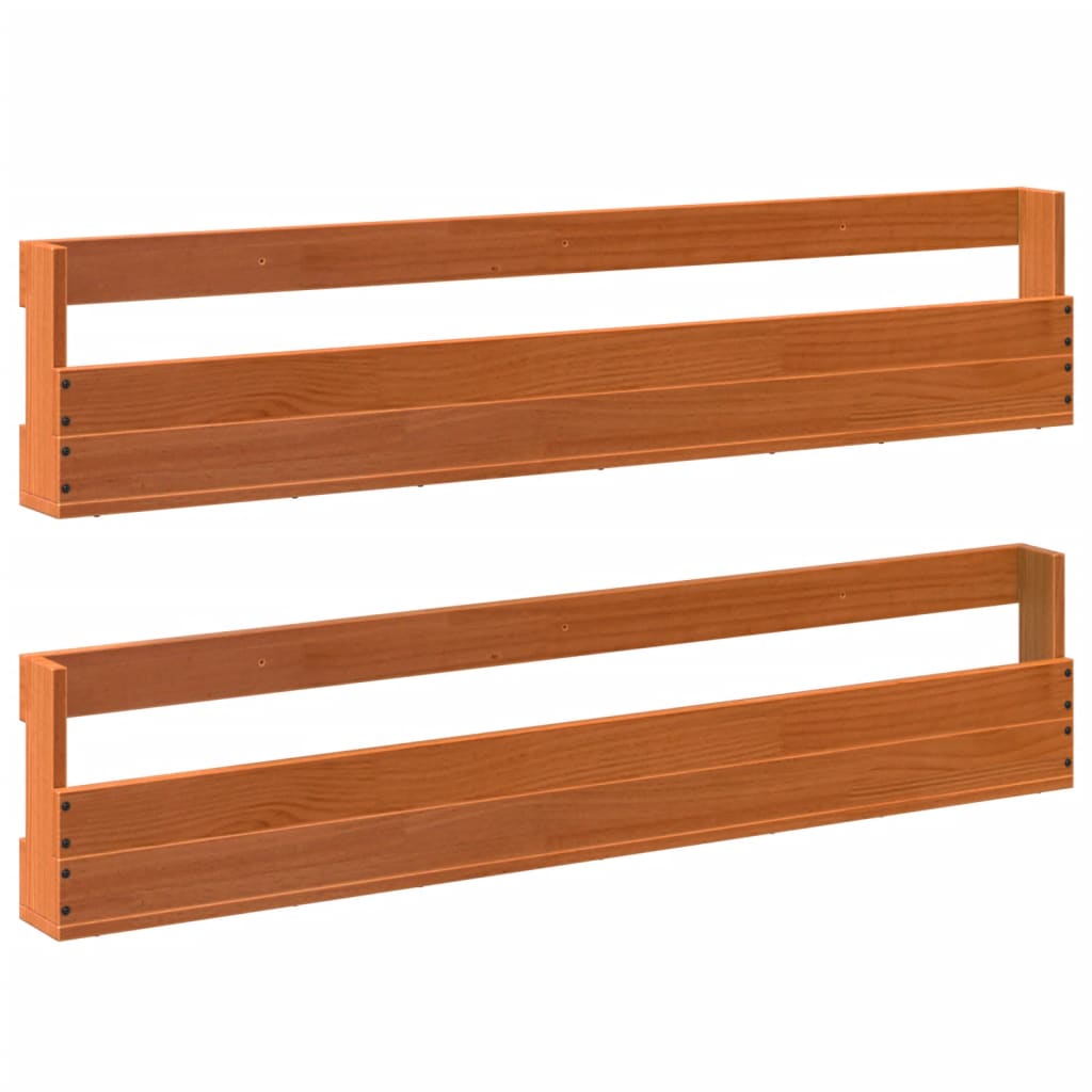 vidaXL Παπουτσοθήκη Επιτοίχια 2 τεμ. Μελί 110x8,5x23,5 εκ. Μασίφ Πεύκο