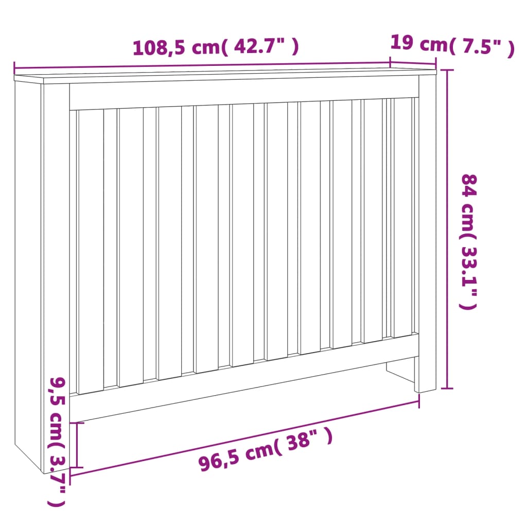 vidaXL Κάλυμμα Καλοριφέρ Καφέ Κεριού 108,5x19x84εκ. Μασίφ Ξύλο Πεύκου
