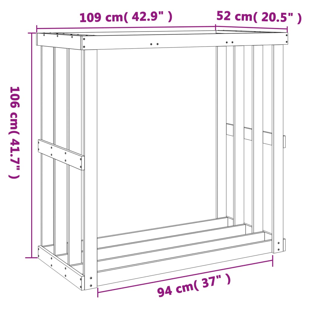 vidaXL Ξυλοθήκη Εξ. Χώρου Καφέ Κεριού 109x52x106 εκ. Μασίφ Ξύλο Πεύκου