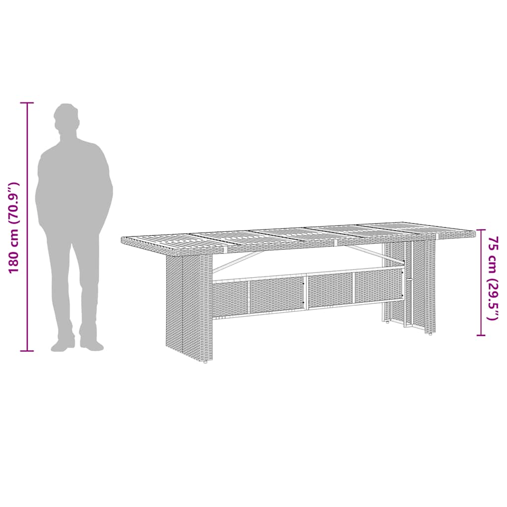 vidaXL Τραπέζι Κήπου Επιφάνεια Ακακίας Γκρι 240x90x75 εκ Συνθ. Ρατάν