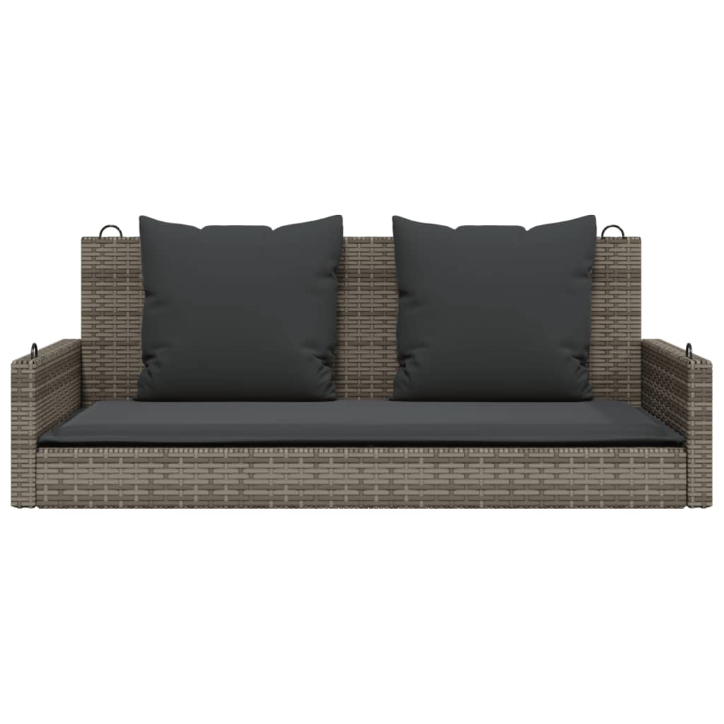 vidaXL Παγκάκι Κουνιστό Γκρι 119x56x48εκ. Συνθετικό Ρατάν με Μαξιλάρια