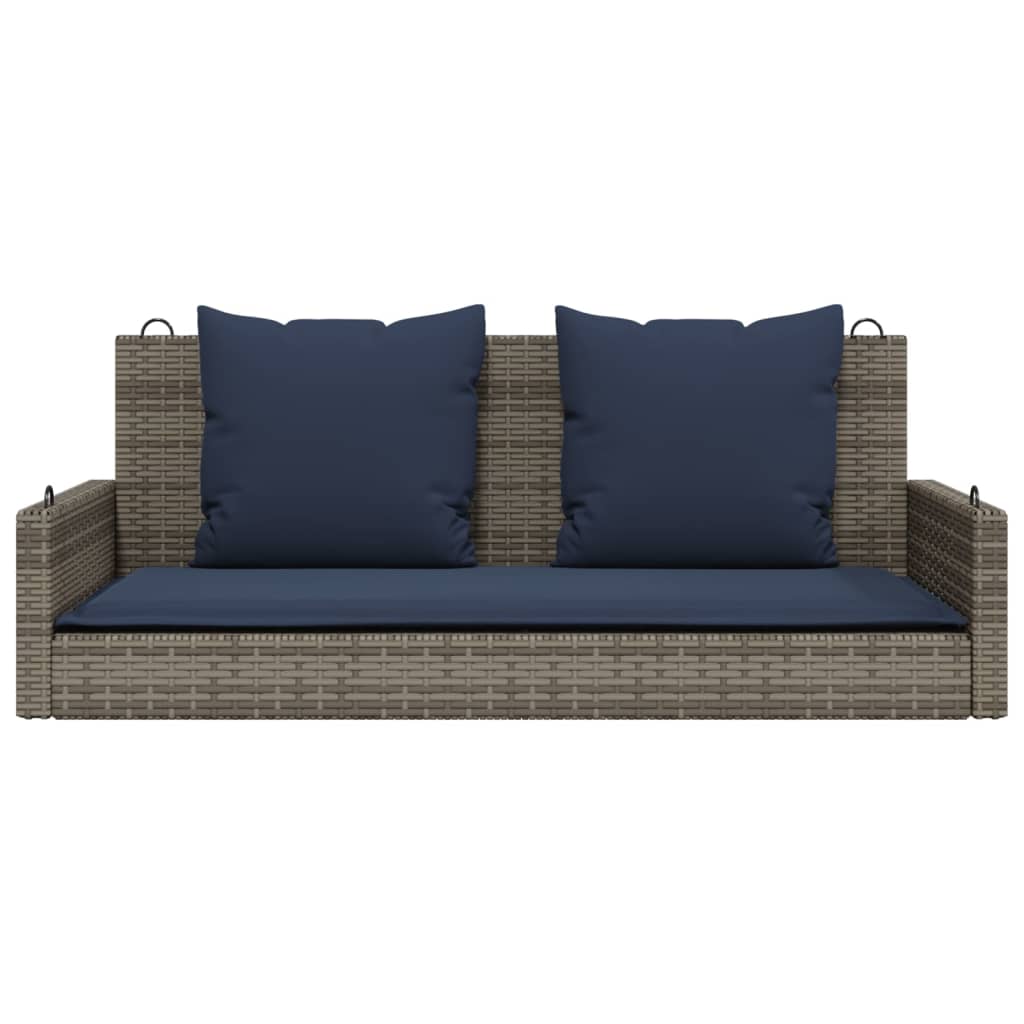 vidaXL Παγκάκι Κούνιας με Μαξιλάρια Γκρι 119 x 56 x 48 εκ. από Συνθετικό Ρατάν