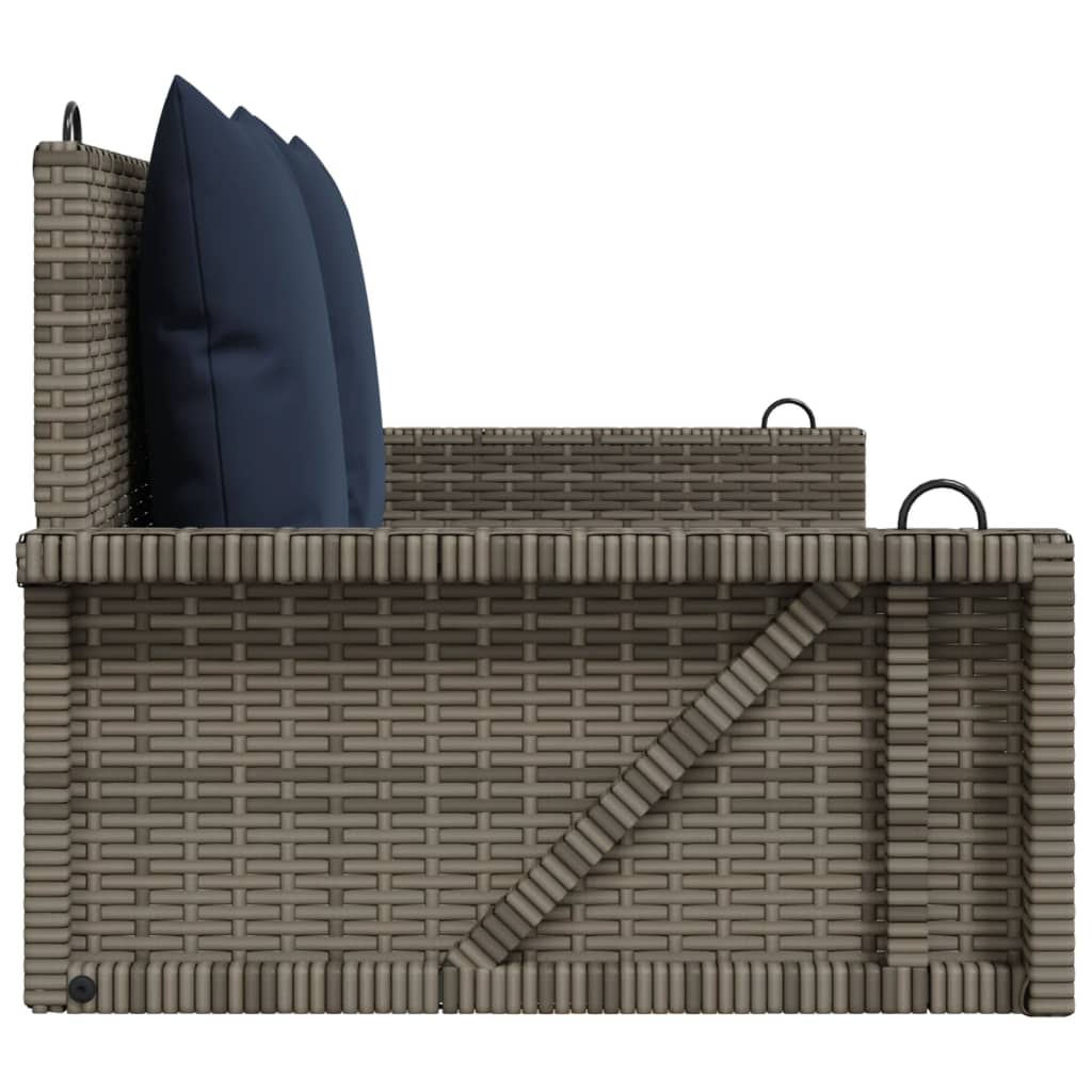 vidaXL Παγκάκι Κούνιας με Μαξιλάρια Γκρι 119 x 56 x 48 εκ. από Συνθετικό Ρατάν