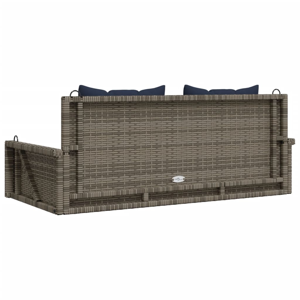 vidaXL Παγκάκι Κούνιας με Μαξιλάρια Γκρι 119 x 56 x 48 εκ. από Συνθετικό Ρατάν