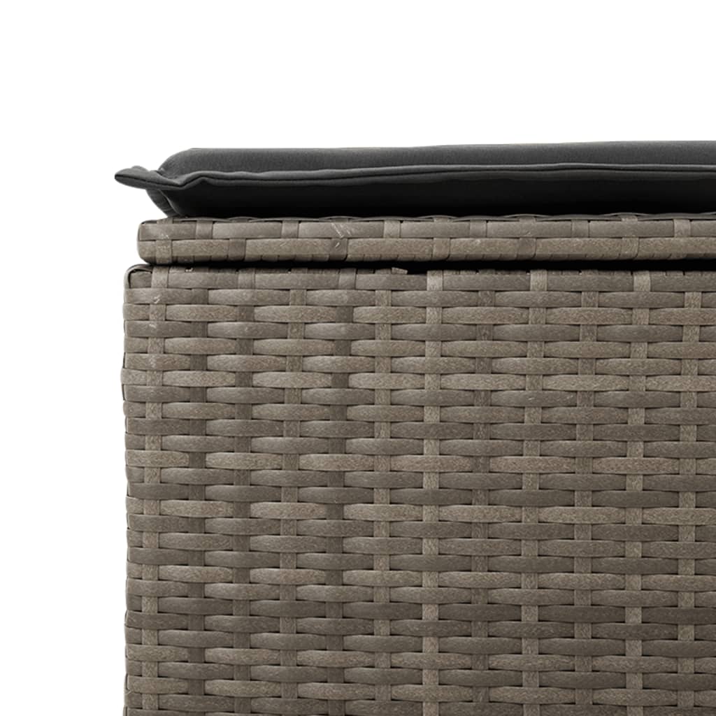 vidaXL Υποπόδιο Κήπου Γκρι 55x55x37 εκ. Συνθετικό Ρατάν με Μαξιλάρι