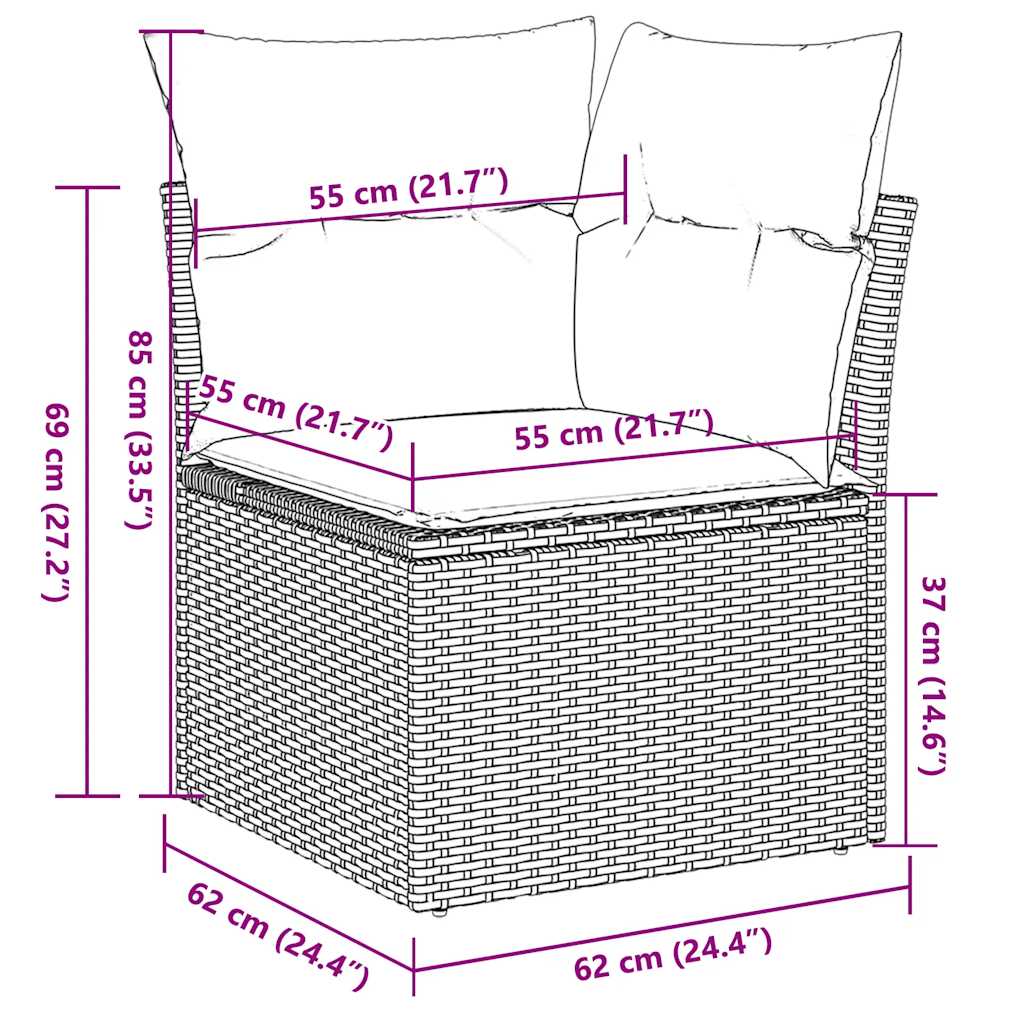 vidaXL Καναπές Κήπου Γωνιακός Αν.Γκρι από Συνθετικό Ρατάν με Μαξιλάρια