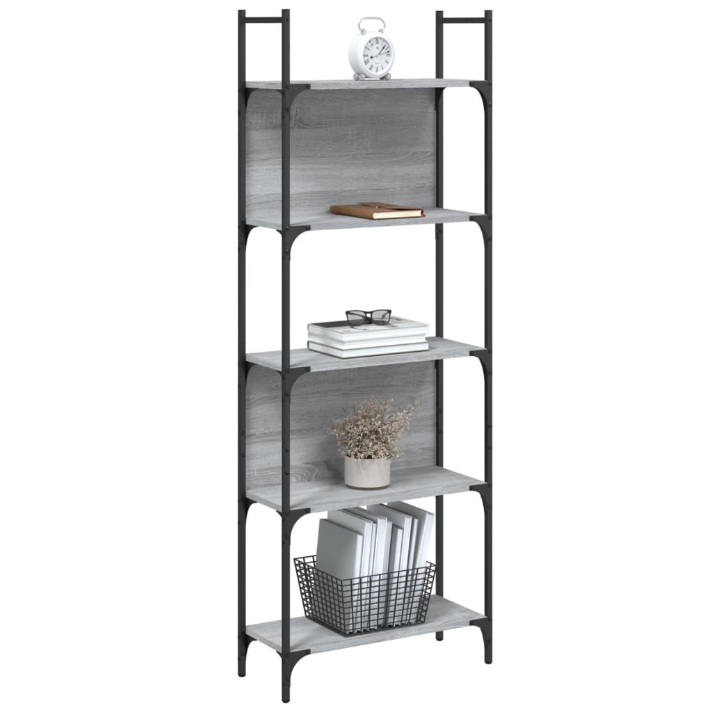 vidaXL Βιβλιοθήκη 5 Επιπέδων Γκρι Sonoma 60,5x24x166,5 εκ. Επεξ. Ξύλο
