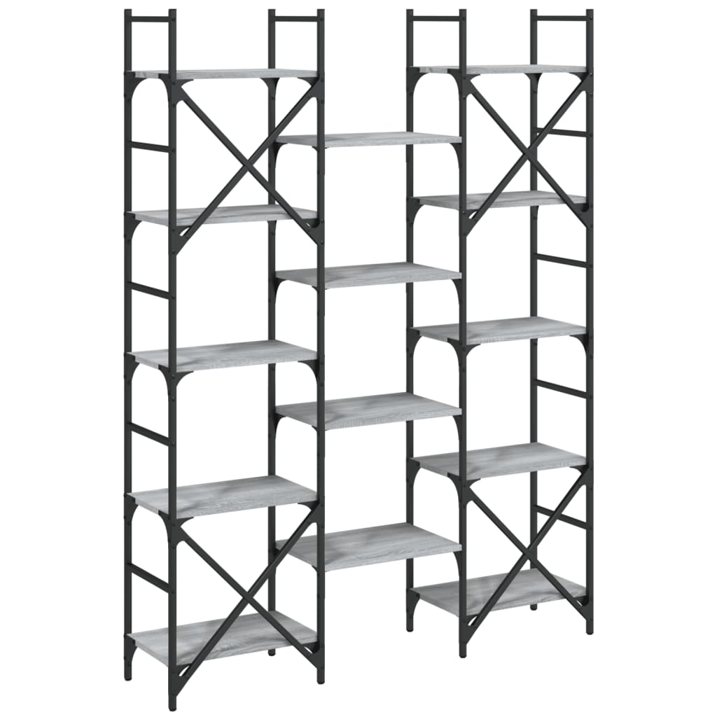 vidaXL Βιβλιοθήκη Γκρι Sonoma 127,5x28,5x172,5 εκ. Επεξεργασμένο Ξύλο
