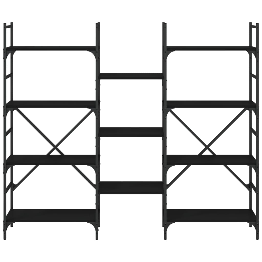 vidaXL Βιβλιοθήκη Μαύρη 160 x 28,5 x 136,5 εκ. από Επεξεργασμένο Ξύλο