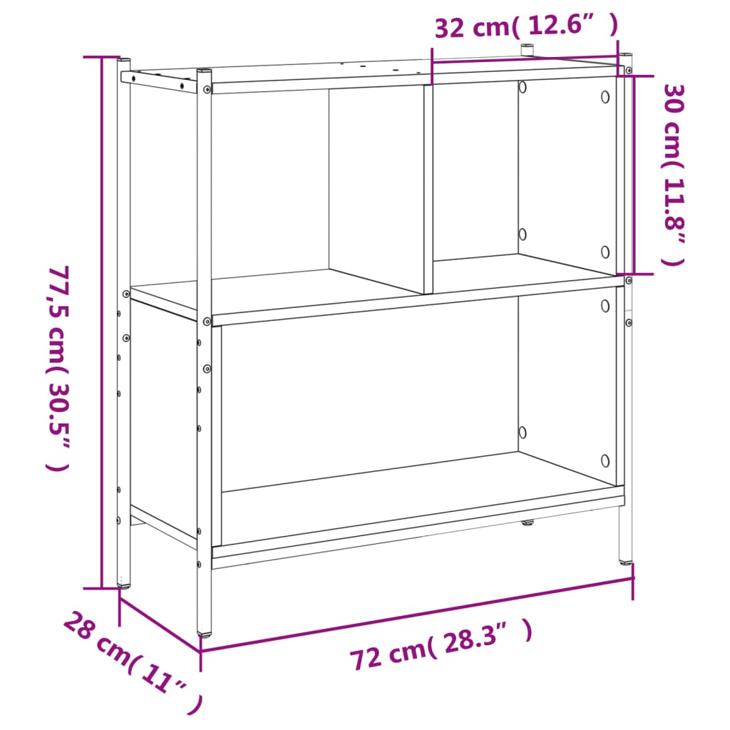 vidaXL Βιβλιοθήκη Γκρι Sonoma 72 x 28 x 77,5εκ. από Επεξεργασμένο Ξύλο
