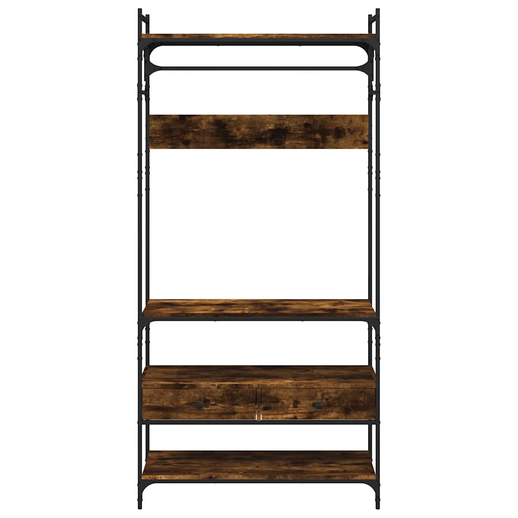 vidaXL Ντουλάπα με Συρτάρια Καπνιστή Δρυς 89x39x184,5εκ. Επεξεργ. Ξύλο