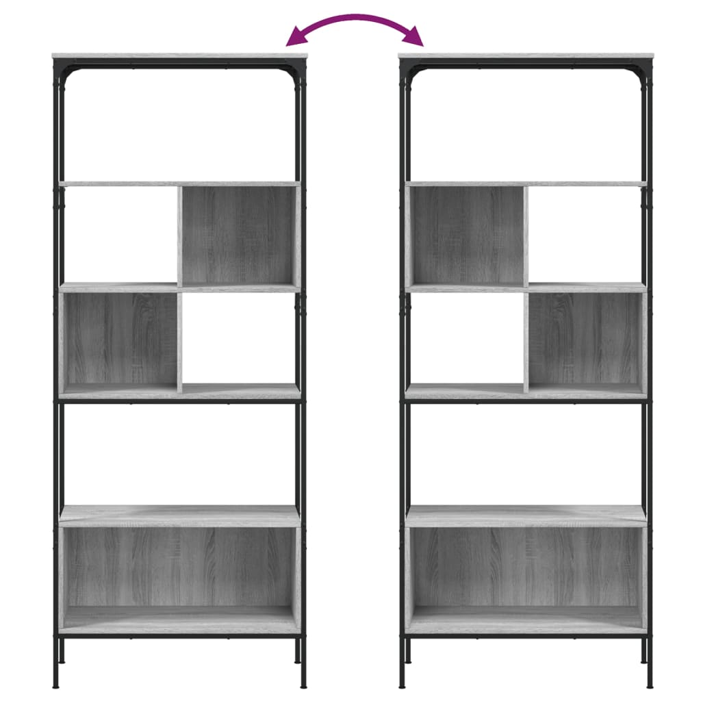 vidaXL Βιβλιοθήκη 5 Επιπέδων Γκρι Sonoma 76x33x188,5 εκ. Επεξεργ. Ξύλο