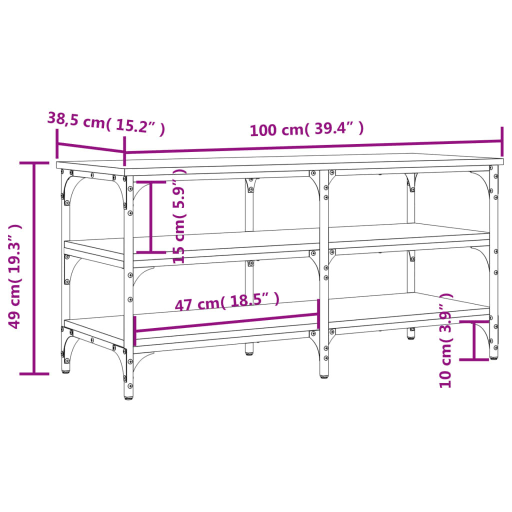 vidaXL Παπουτσοθήκη Γκρι Sonoma 100x38,5x49 εκ. από Επεξεργασμένο Ξύλο