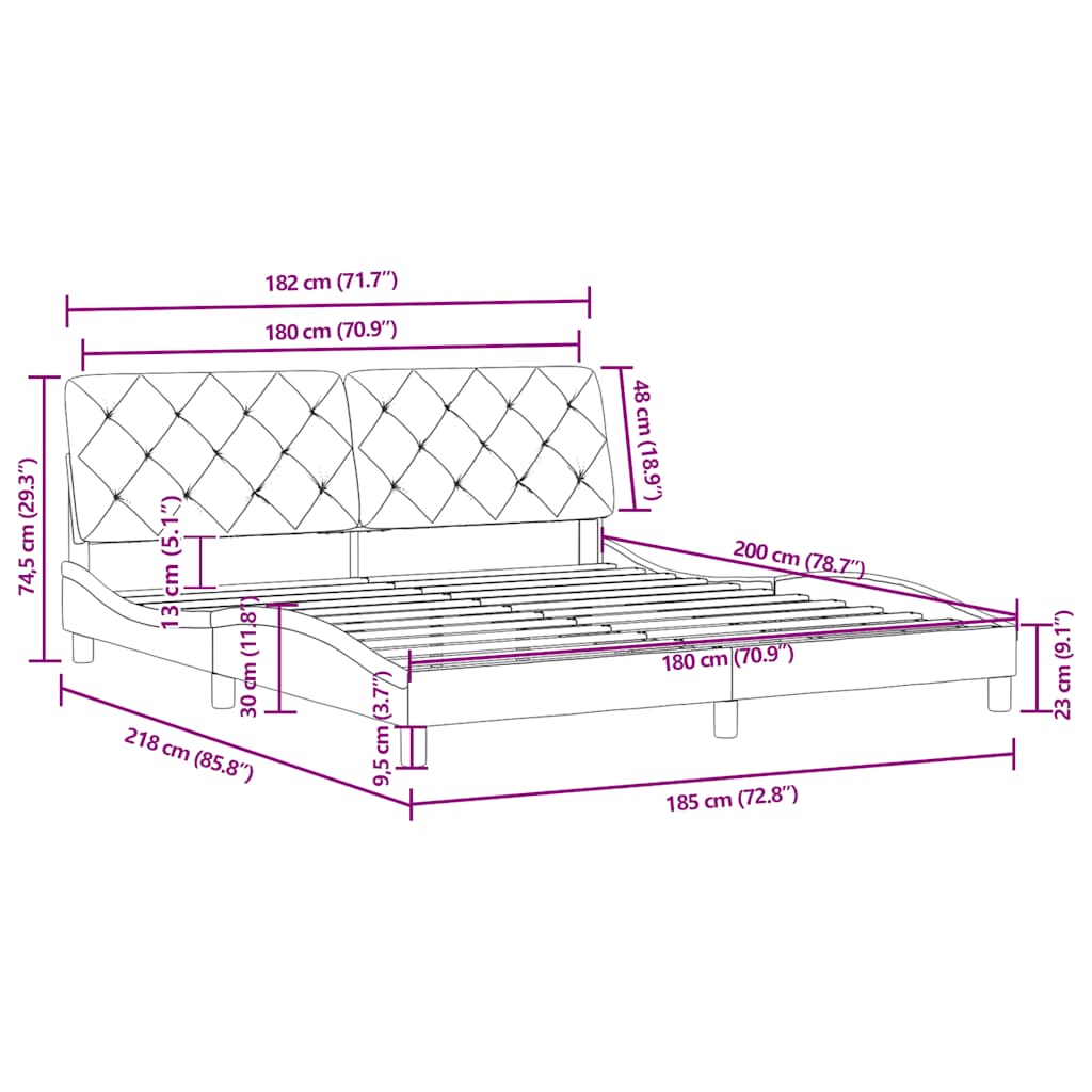 vidaXL Σκελετός Κρεβατιού Χωρίς Στρώμα Μπλε 180x200 εκ. Βελούδινο