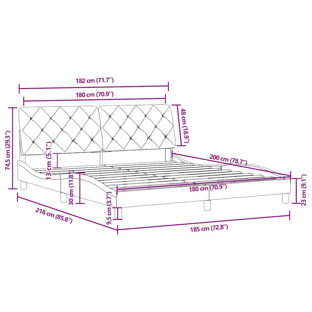 vidaXL Σκελετός Κρεβατιού Χωρίς Στρώμα Μπλε 180x200 εκ. Βελούδινο